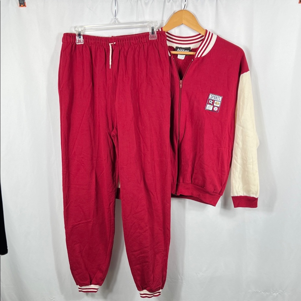 Vintage 90’s Additions‎ by Ronnie Women’s Red & Cream Track Suit Size L FLAWS